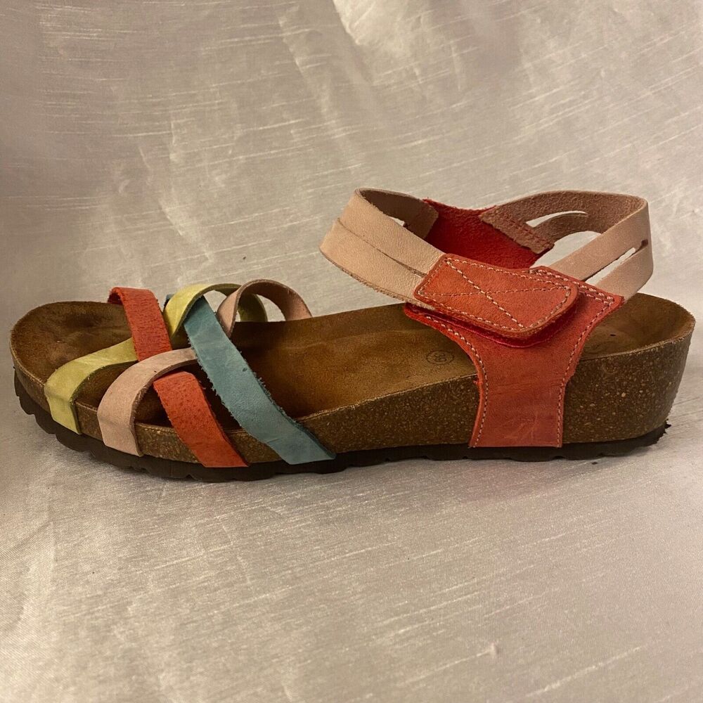 SABATINI Cork Wedge Multicolor Ankle Strap Sandals Shoes Womens 8.5